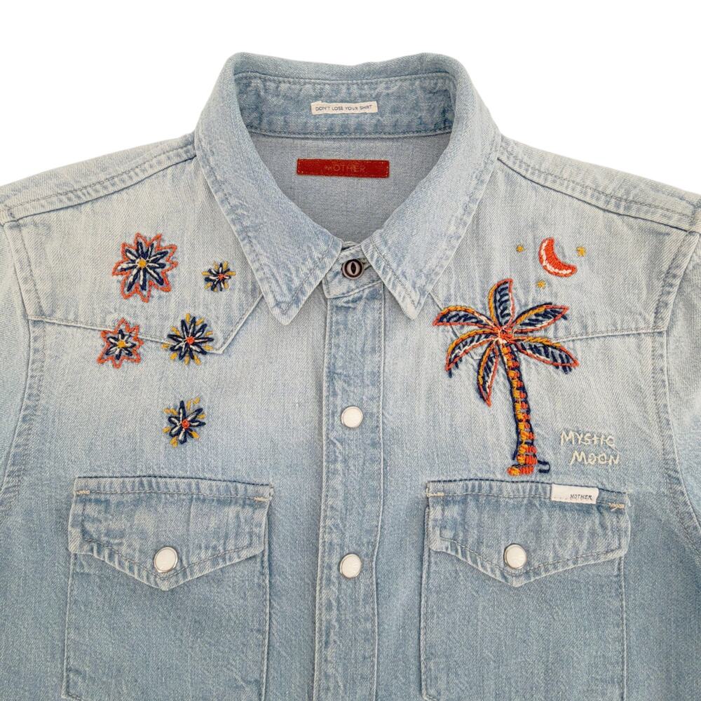 MOTHER All My Exes Denim Shirt in Let's Be Pacific XS - Picture 8 of 15